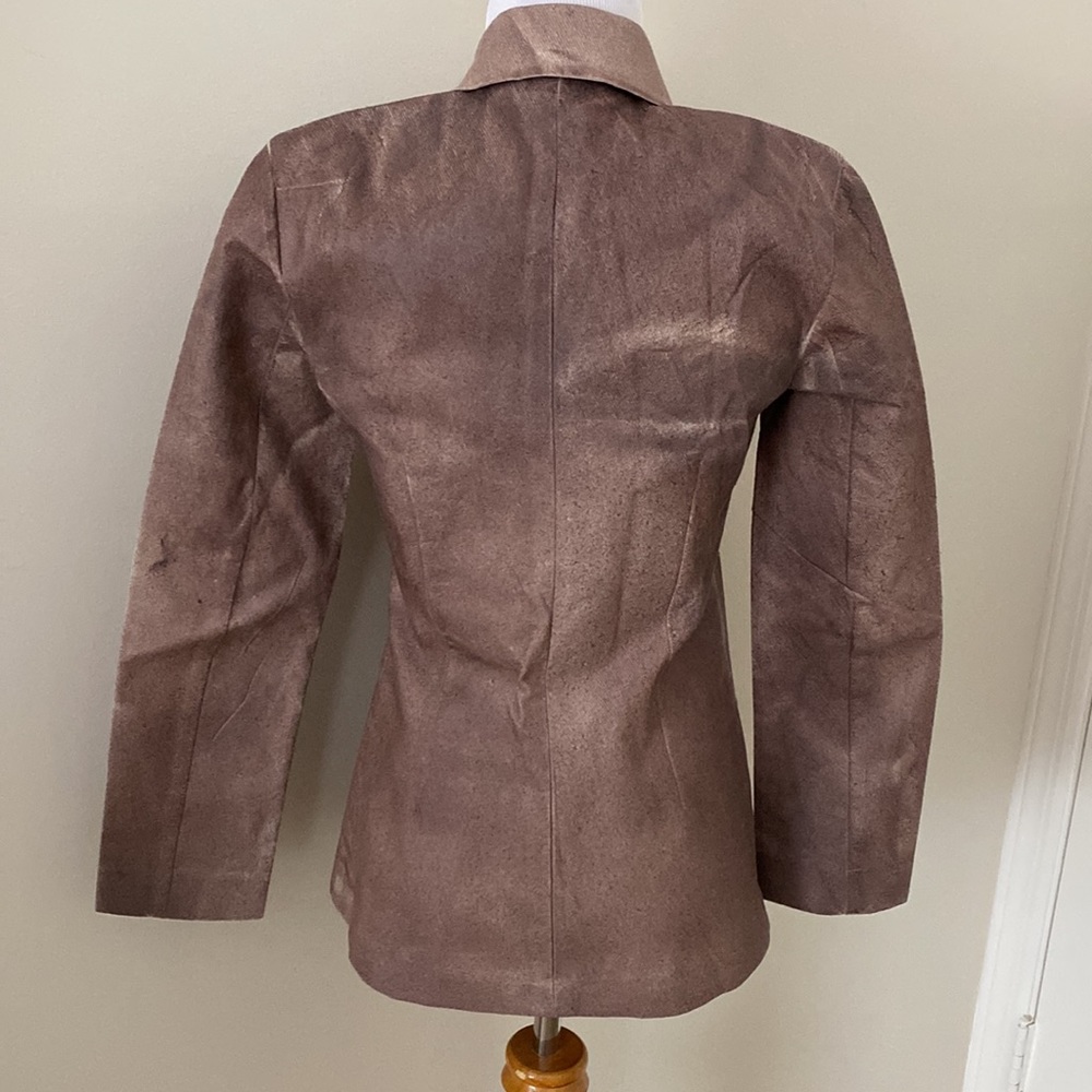 Express Painted Canvas Brown Blazer Jacket Size 0 - Picture 5 of 10